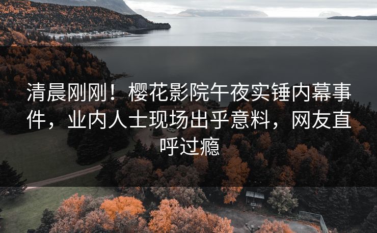 清晨刚刚！樱花影院午夜实锤内幕事件，业内人士现场出乎意料，网友直呼过瘾