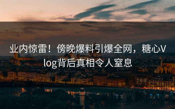 业内惊雷！傍晚爆料引爆全网，糖心Vlog背后真相令人窒息