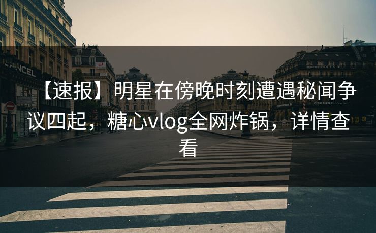 【速报】明星在傍晚时刻遭遇秘闻争议四起，糖心vlog全网炸锅，详情查看
